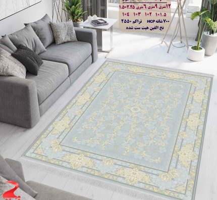 فرش ماشینی کاشان طرح پریزاد طوسی طلاکوب ۷۰۰ شانه 7