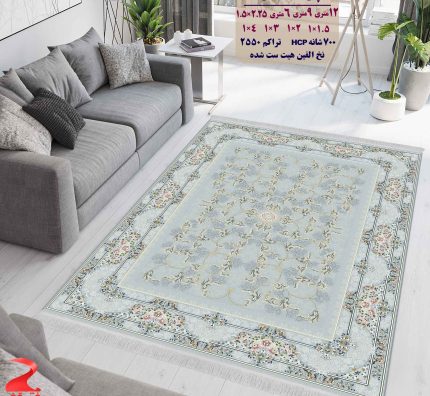 فرش ماشینی کاشان طرح پریزاد طوسی ۷۰۰ شانه 7