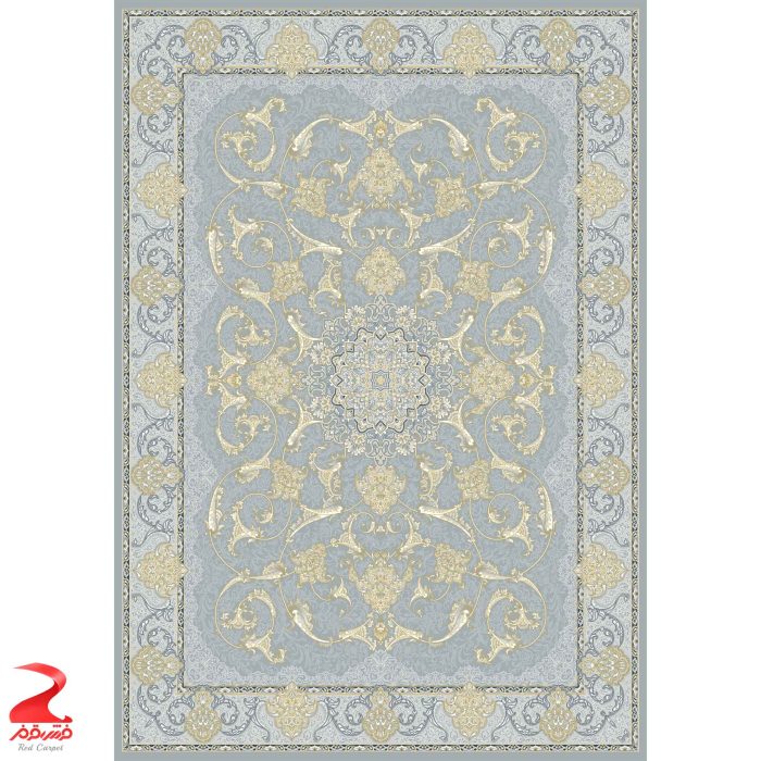 فرش ماشینی کاشان طرح سوگلی طوسی طلاکوب ۷۰۰ شانه 6