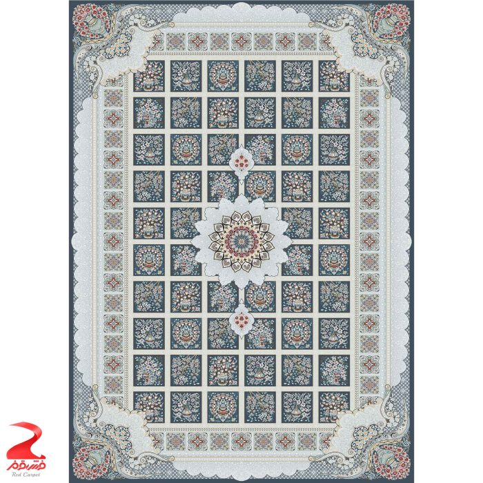 فرش ماشینی کاشان طرح مانلی طوسی 700 شانه 2