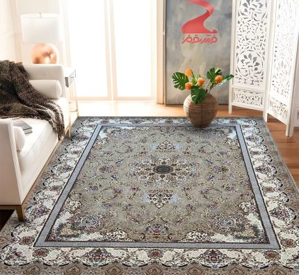 فرش ماشینی 1200 شانه  طرح افسان نقره ای کد 138