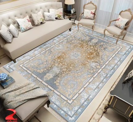 فرش ماشینی 700 شانه طرح محتشم خاکستری کد 7080