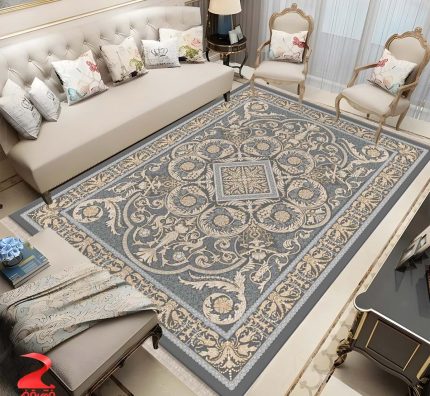 فرش ماشینی 700 شانه طرح اساطیر طوسی کد 7096