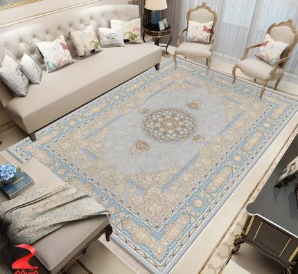 فرش ماشینی 700 شانه طرح بیتا نقره ای کد 7105