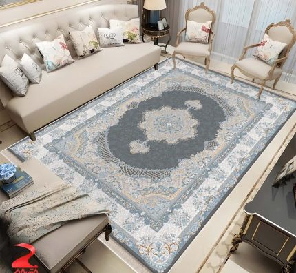 فرش ماشینی 700 شانه طرح ژاکلین دودی کد 7114