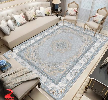فرش ماشینی 700 شانه طرح ژاکلین نقره ای کد 7115