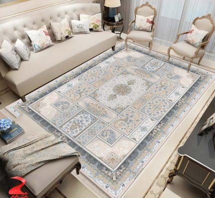 فرش ماشینی 700 شانه طرح میراث بژ کد 7121