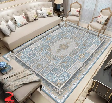 فرش ماشینی 700 شانه طرح میراث آبی کد 7122
