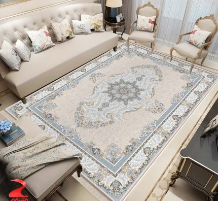 فرش ماشینی 700 شانه طرح نیروانا بژ کد 7126