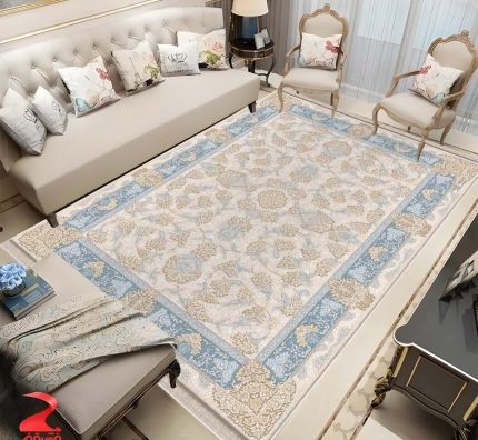 فرش ماشینی 700 شانه طرح نورا بژ کد 7130
