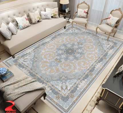فرش ماشینی 700 شانه طرح رکسانا نقره ای کد 7142