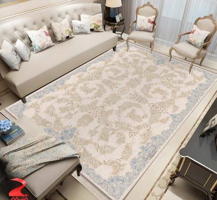 فرش ماشینی 700 شانه طرح ژینوس بژ کد 7157