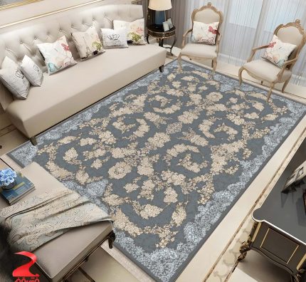 فرش ماشینی 700 شانه طرح ژینوس دودی کد 7159