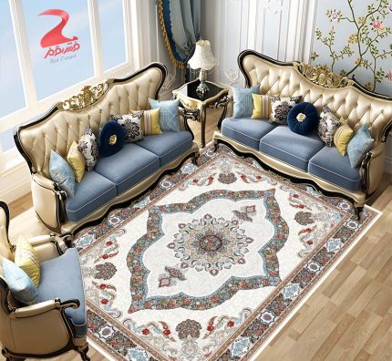 فرش ماشینی 700 شانه طرح کارینا نقره ای کد 7171