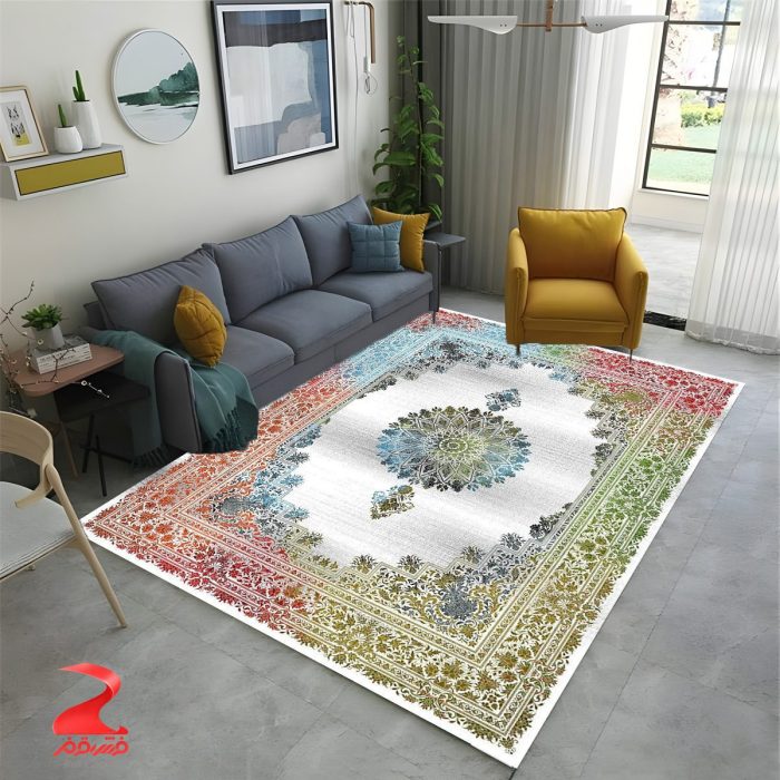 فرش ماشینی 700 شانه طرح ستاره کویر کد 7206