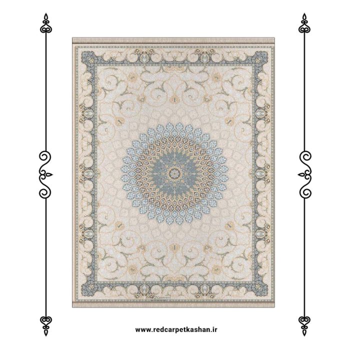 فرش ماشینی 700 شانه طرح آسمان بژ کد 7098 2