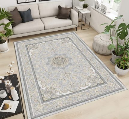 فرش ماشینی 1200 شانه طرح اصفهان گل برجسته کد 1227