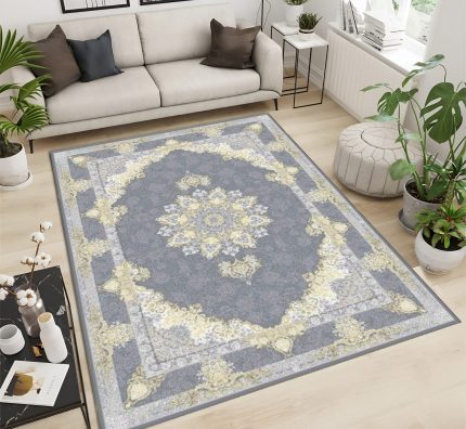 فرش ماشینی 1200 شانه طرح لچک گل برجسته کد 1229