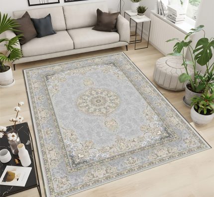 فرش ماشینی 1200 شانه طرح اصفهان گل برجسته کد 1230