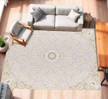 خرید فرش ماشینی ۱۲۰۰ شانه طرح گیسو رنگ بژ کد 209