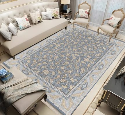 فرش ماشینی 700 شانه طرح افروز رنگ دلفینی کد 7174