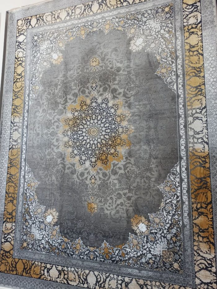 فرش ماشینی ۱۲۰۰ شانه طرح M2 رنگ طلایی کد ۳۸۲ 7