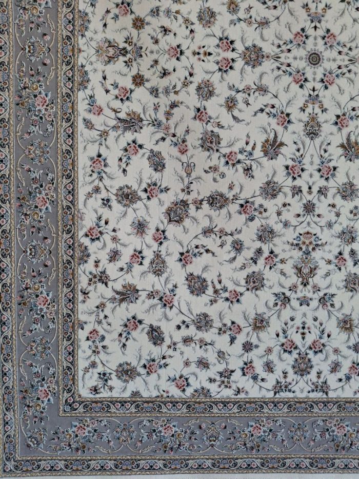 خرید فرش ماشینی برجسته طرح ابرا رنگ کرم 6