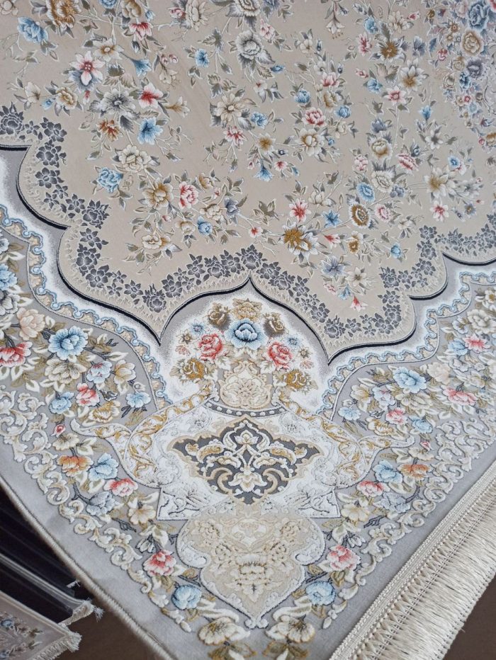 خرید فرش ۱۲۰۰ شانه طرح آتوسا نقره ای کد ۳۰۳ 6