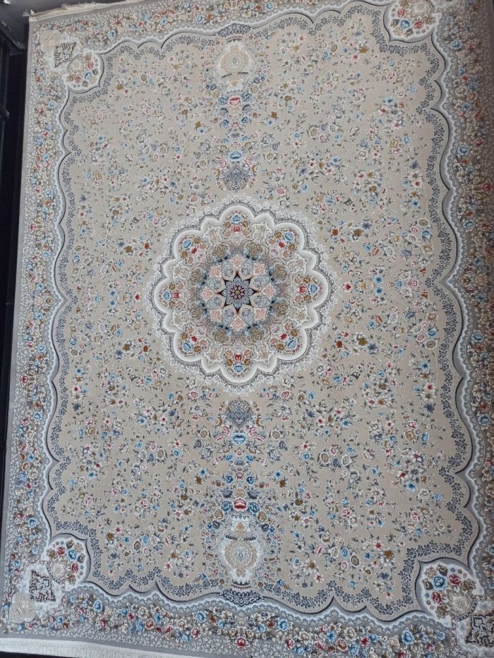 خرید فرش ۱۲۰۰ شانه طرح آتوسا نقره ای کد ۳۰۳ 7