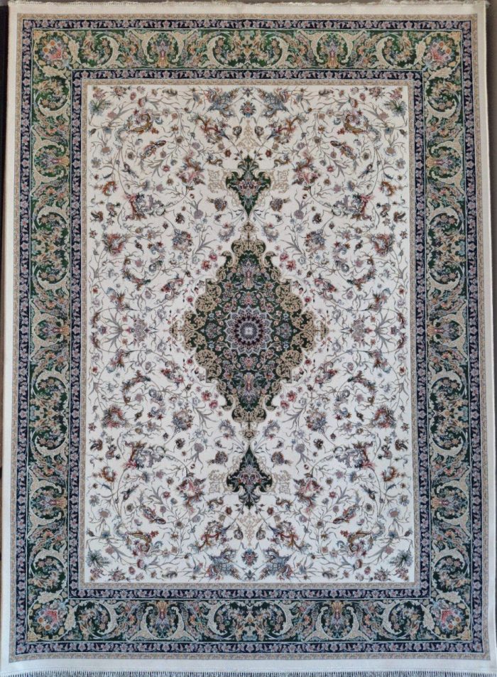 خرید فرش ماشینی ۱۲۰۰ شانه طرح اصفهان سبز 5