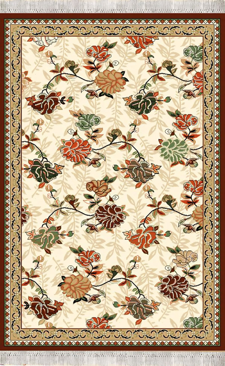 گلیم فرش ماشینی طرح خزان قهوه ای - تصویر 2